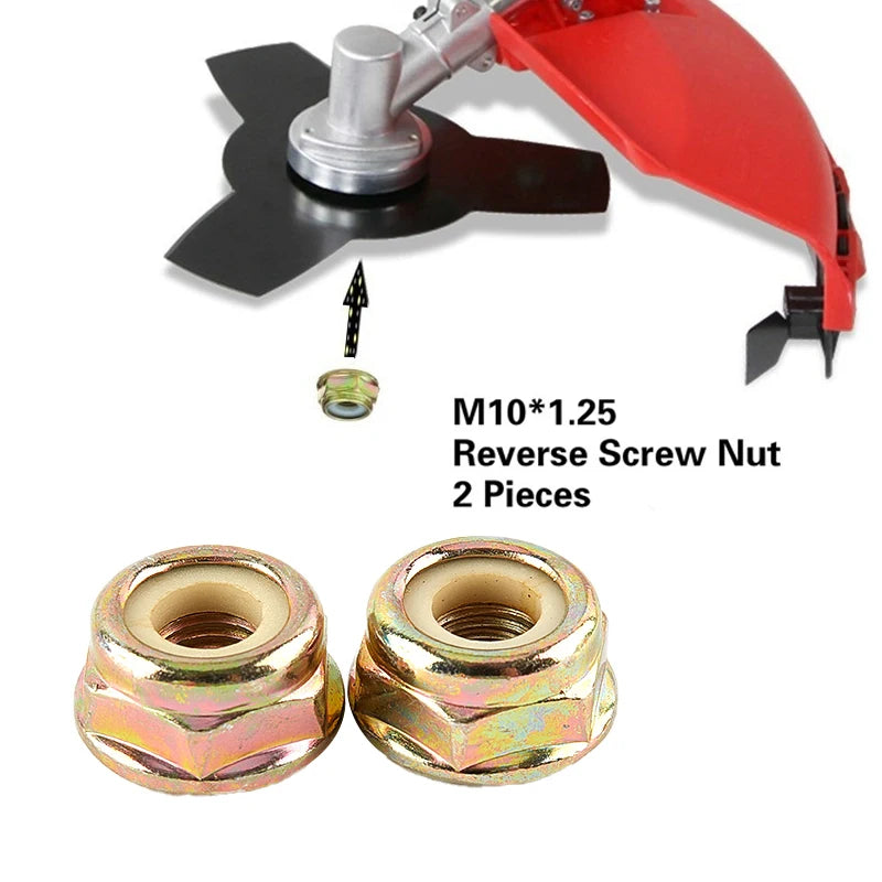 2-Pack M10x1.25 Reverse Screw Nut for Grass Trimmer Strimmer