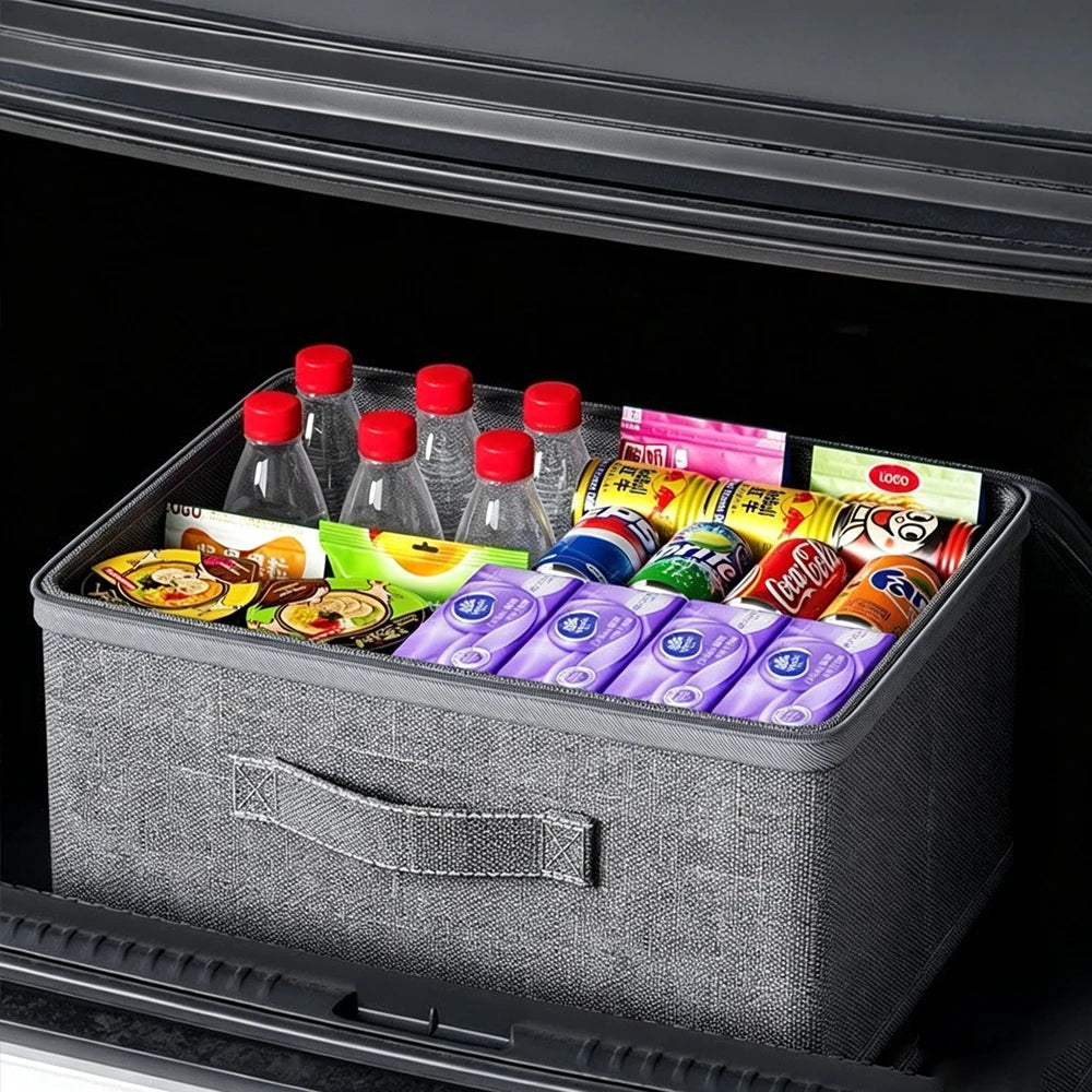 Foldable Gray Storage Box with Lid – Large Clothing Organizer