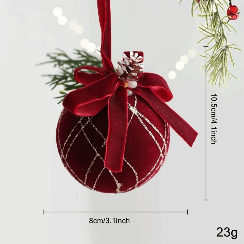 Wine Red Bow Bell Christmas Tree Topper Ornament
