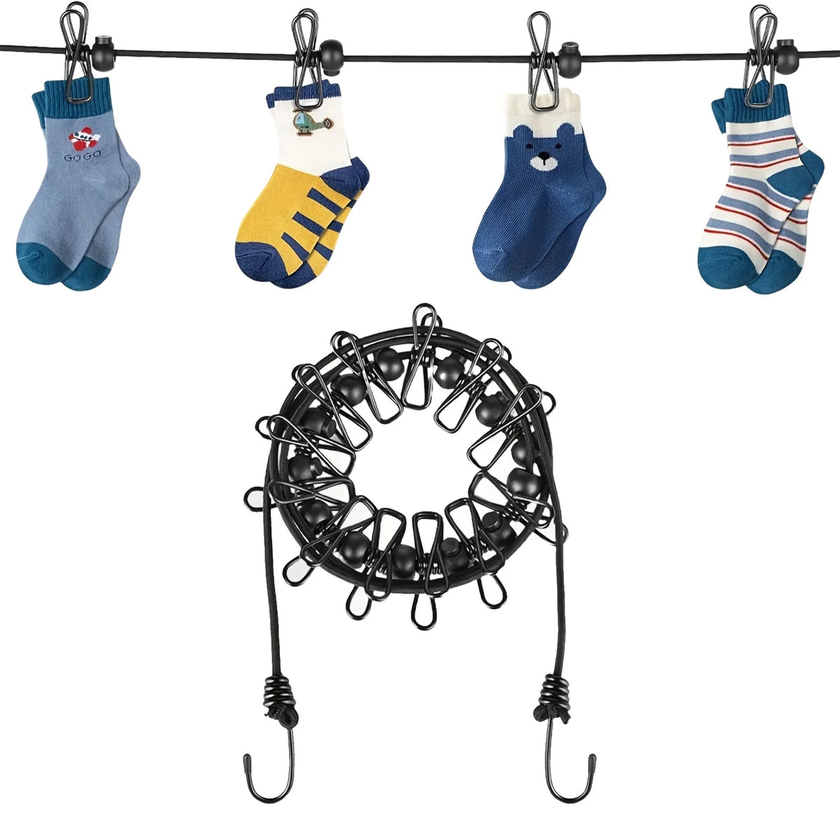 Portable Retractable Clothesline with 12 Clips | Travel & Outdoor