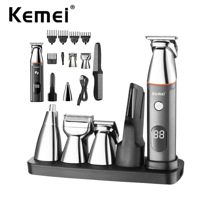 Kemei 5-in-1 Cordless Men's Grooming Kit – Beard & Body