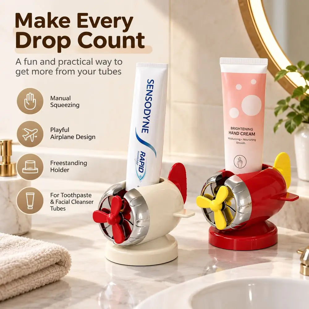 Airplane Toothpaste Tube Squeezer – Freestanding Manual Press