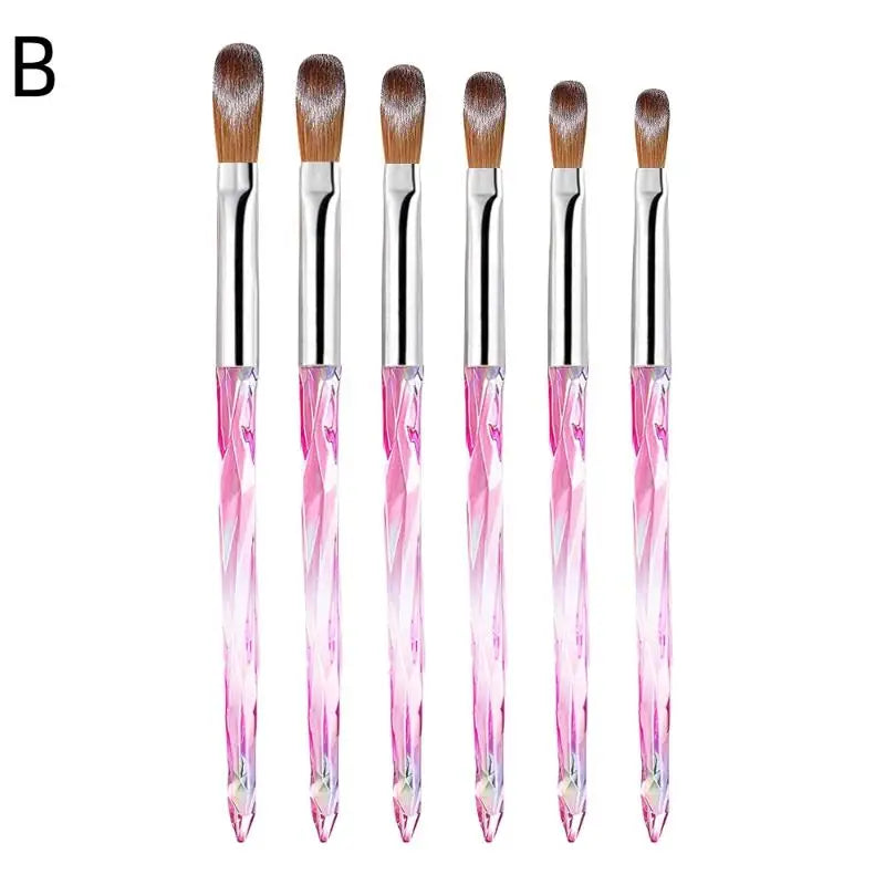 6-Piece Acrylic Nail Brush Set – 3D Carving & Extensions
