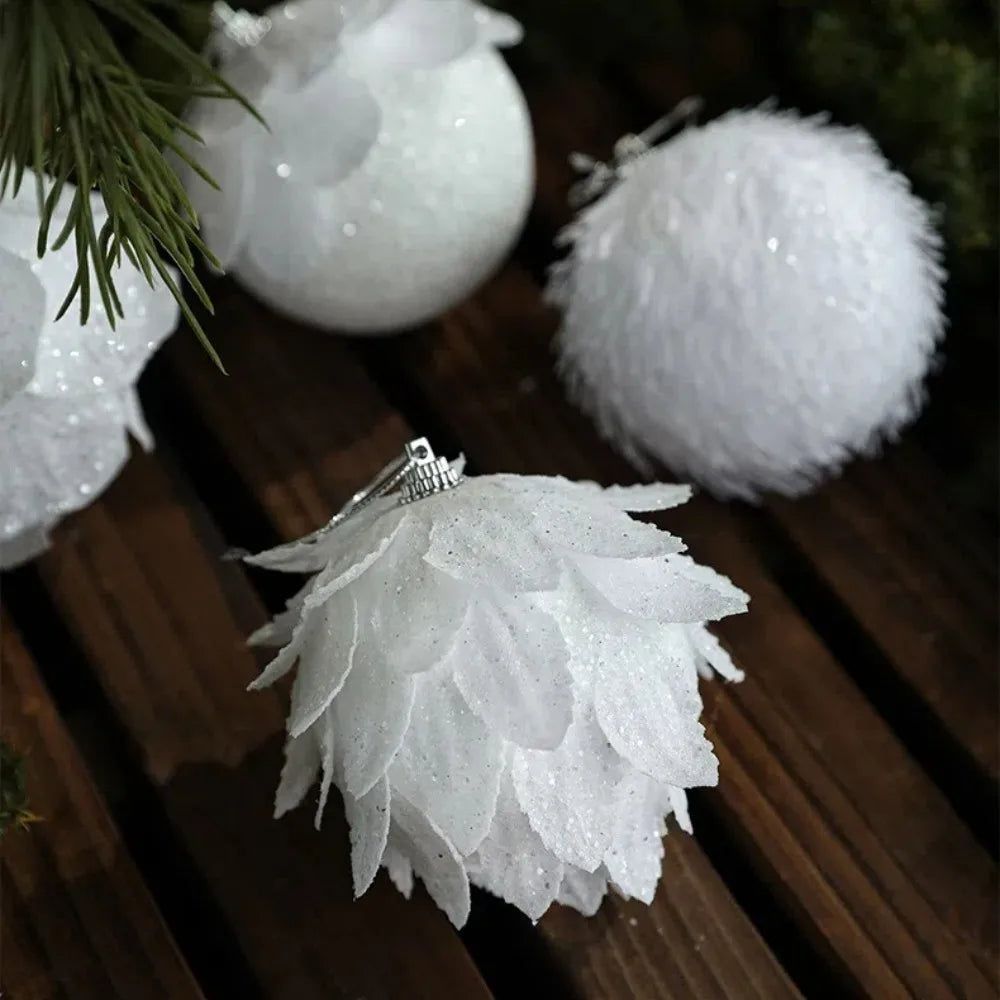 White Petal Foam Christmas Ball Ornament | Xmas Tree Décor
