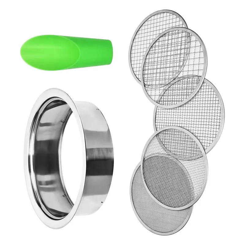 Stainless Steel Garden Soil Sieve Set – 5 Mesh Sizes 1–12mm
