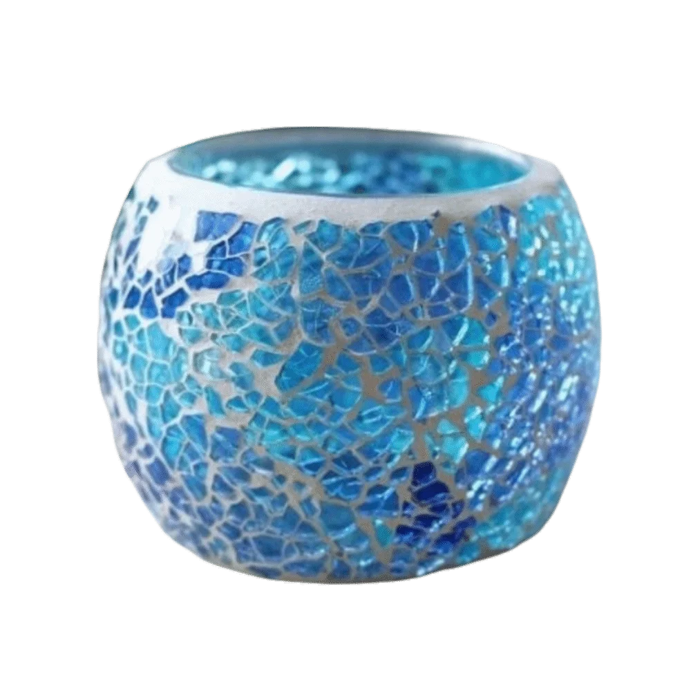 Mosaic Glass Candle Holder Round Bowl Votive Tea Light