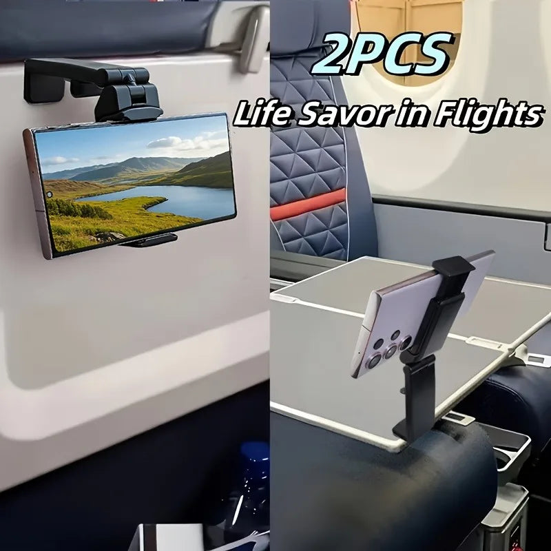 2-Pack Airplane Phone Holder 360° Swivel Tray Table Stand
