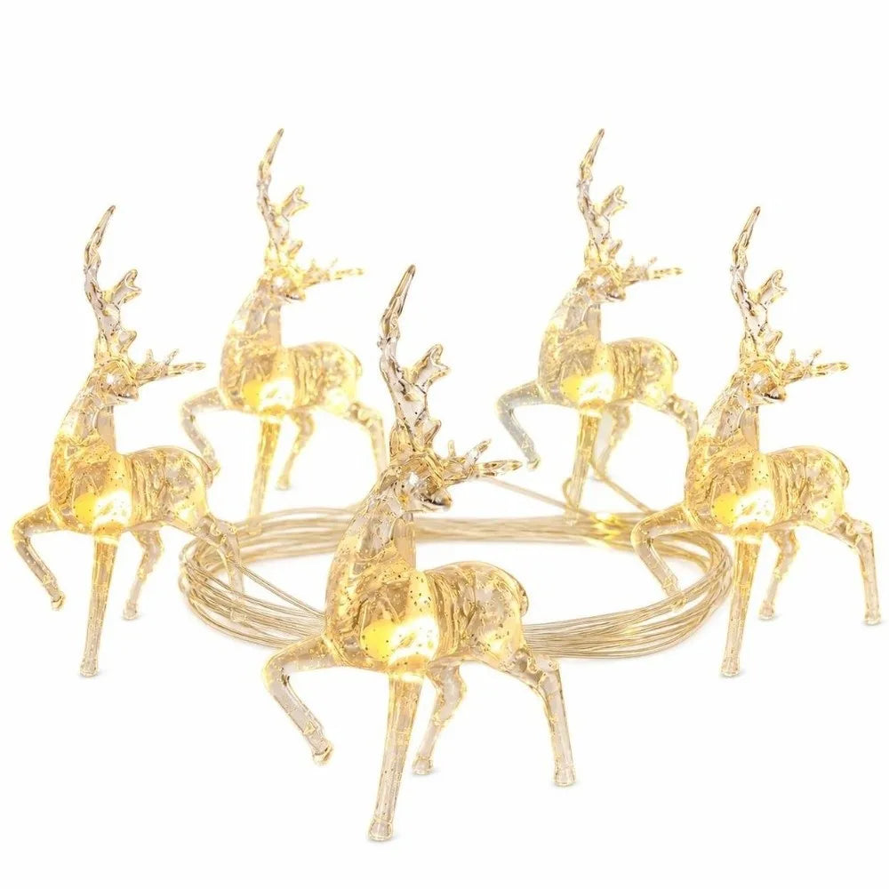 3D Reindeer LED String Lights 1.5m Battery Powered Indoor