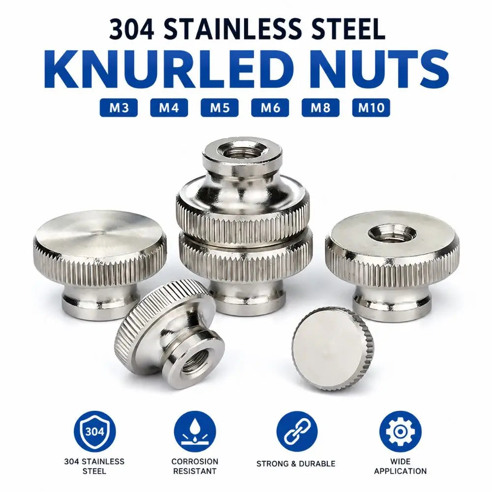 304 Stainless Steel Knurled Hand Nut M3–M10 GB806 Standard