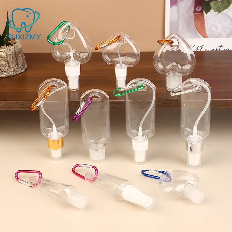 30/50ml Refillable Travel Spray Bottle with Carabiner Hook