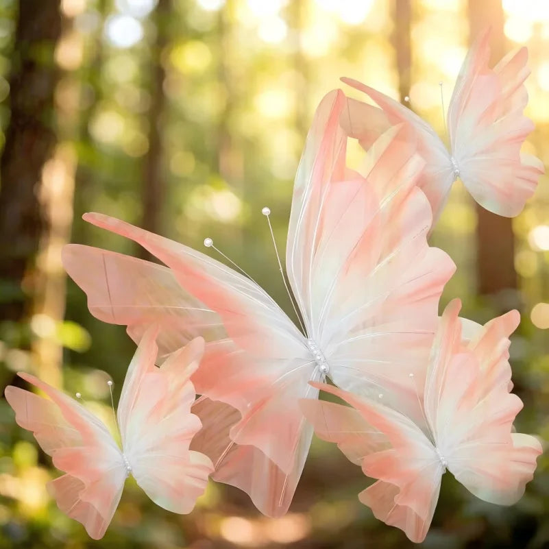 2-Pack 50cm 3D Gradient Silk Butterfly Decorations | Glitter Organza