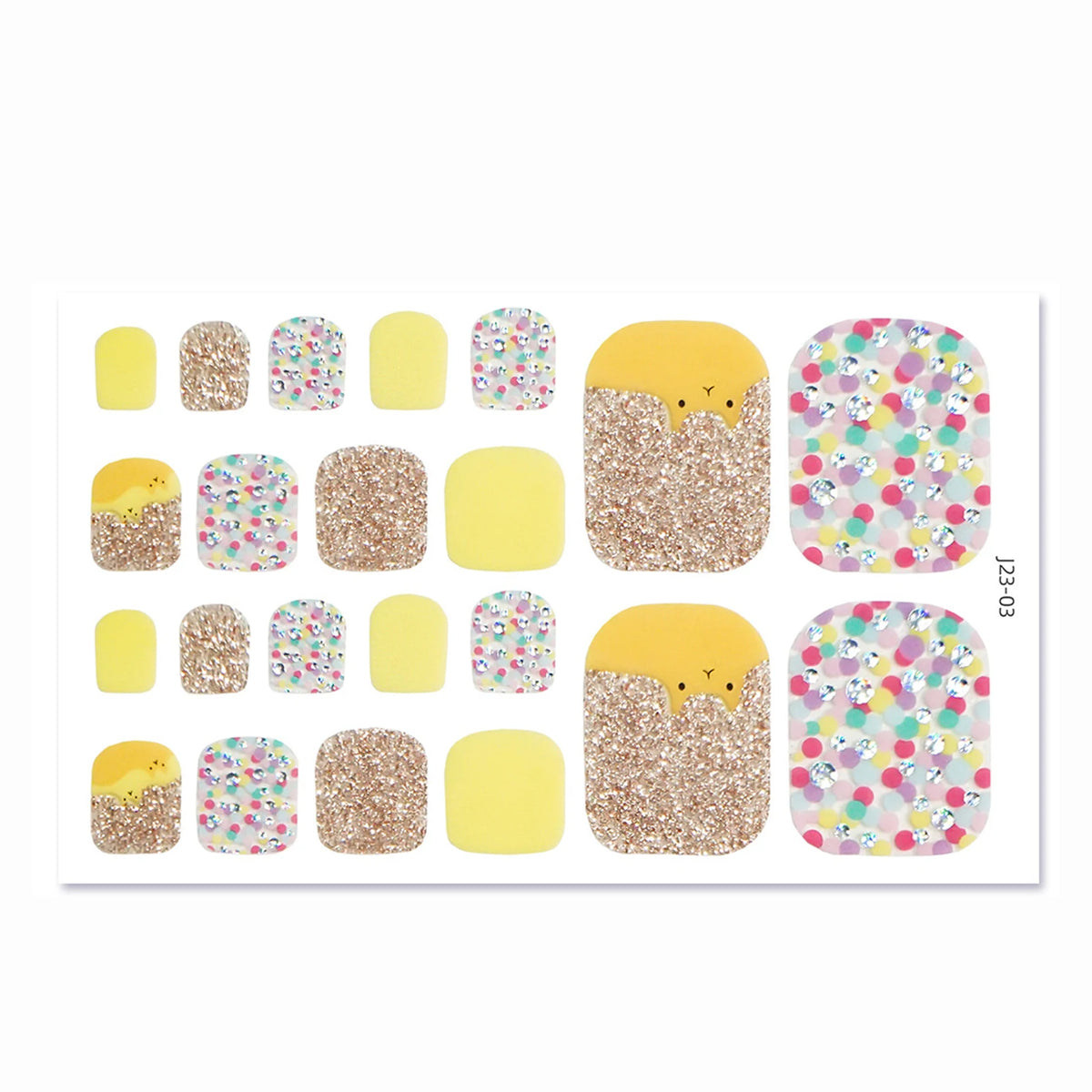 Glitter Toe Nail Stickers – 22-Tip Full Cover DIY Nail Art Decals