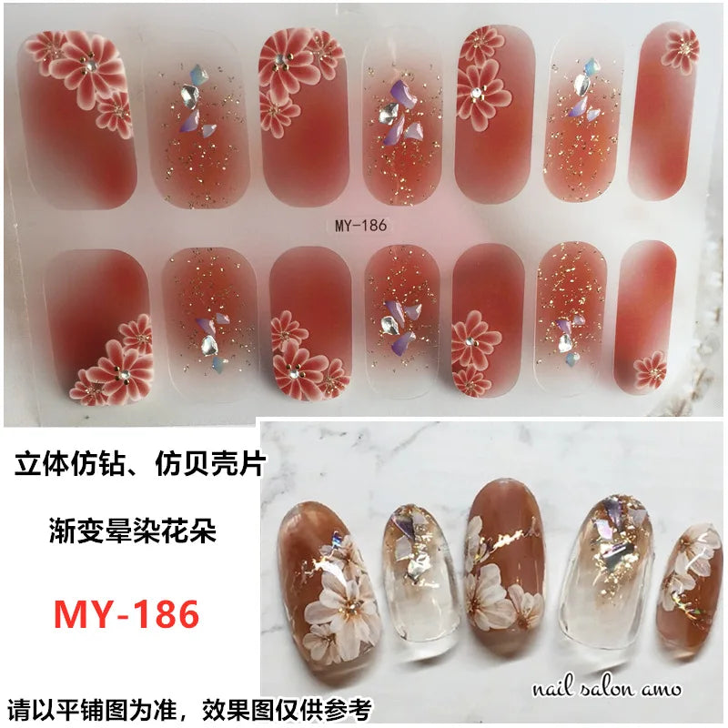 Summer Nail Art Stickers – 14-Tip Full Cover Gel Film Decals