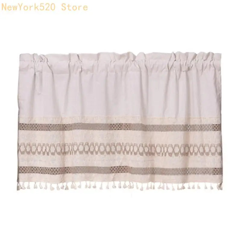 Rod Pocket Short Curtain Earth Tone Light Filtering Polyester