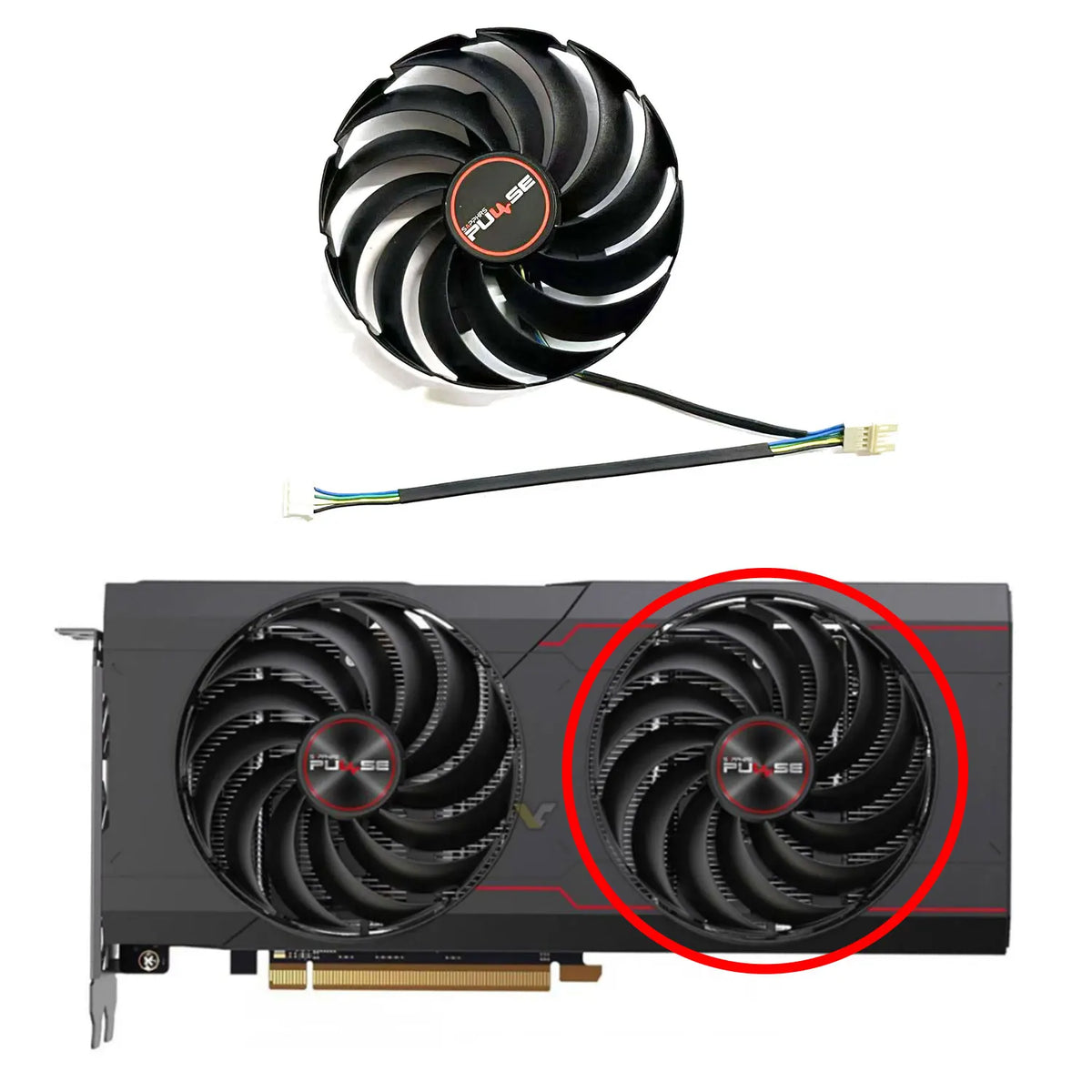 SAPPHIRE RX 6700 XT PULSE OC GPU Replacement Fan 95MM 4-Pin