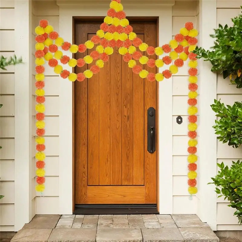 Artificial Marigold Garland 5Pcs 5 Ft – Orange & Yellow Décor