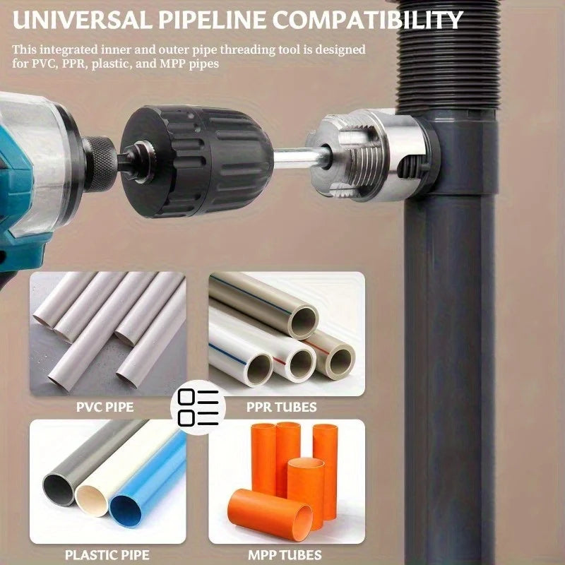 3-Pc Internal & External Pipe Threading Tool – 1/2" 3/4" 1" PVC