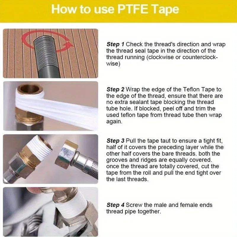 PTFE Plumbing Tape White Pipe Sealing Tape 1/3 Pack – VIBE