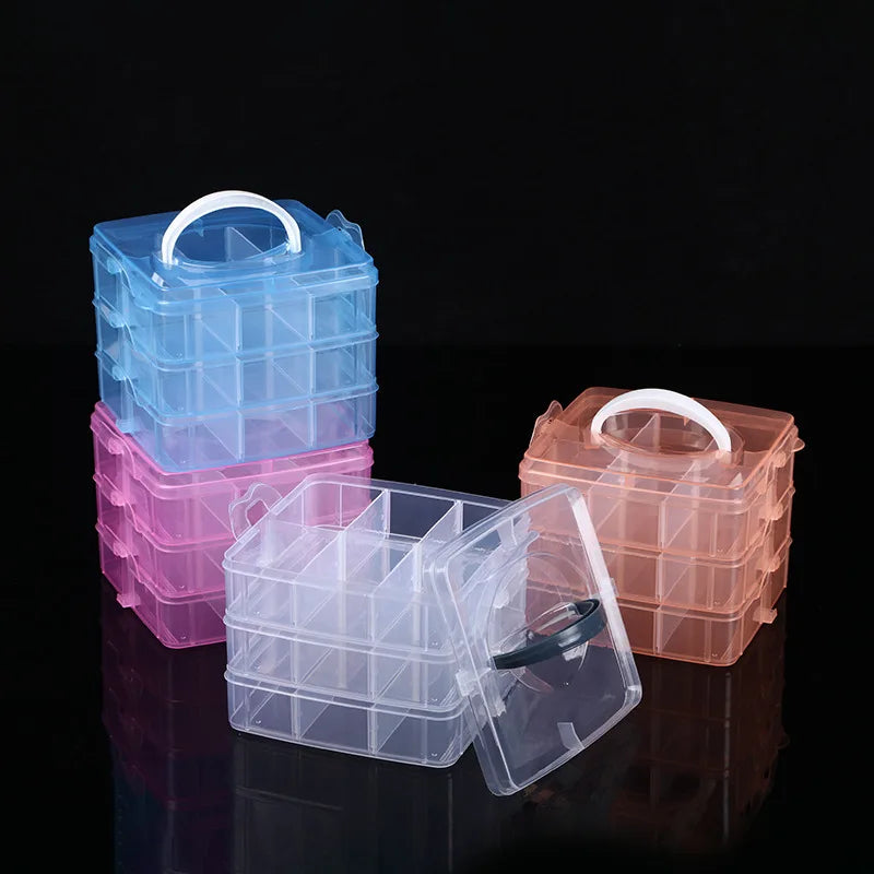 3-Layer 18-Grid Portable Stackable Storage Organizer Box