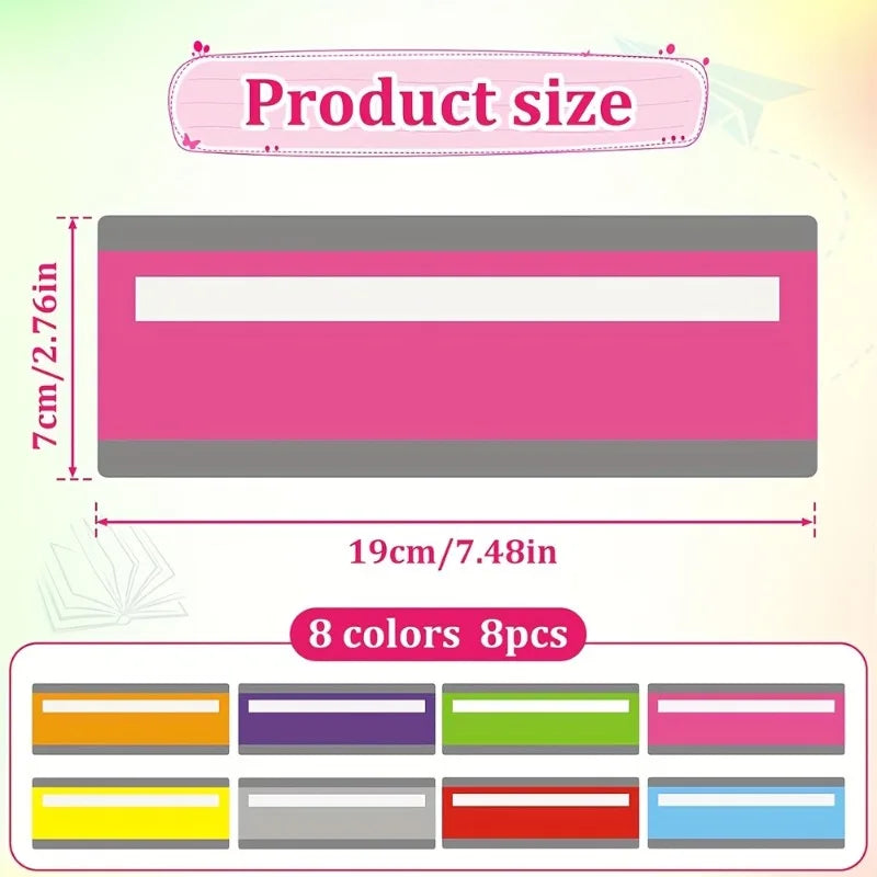 8-Pack Color Overlay Reading Strips & Line Tracker Bookmarks