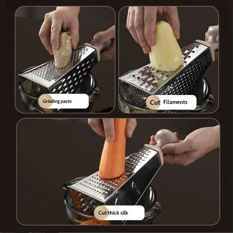 4-Sided Stainless Steel Box Grater & Vegetable Slicer