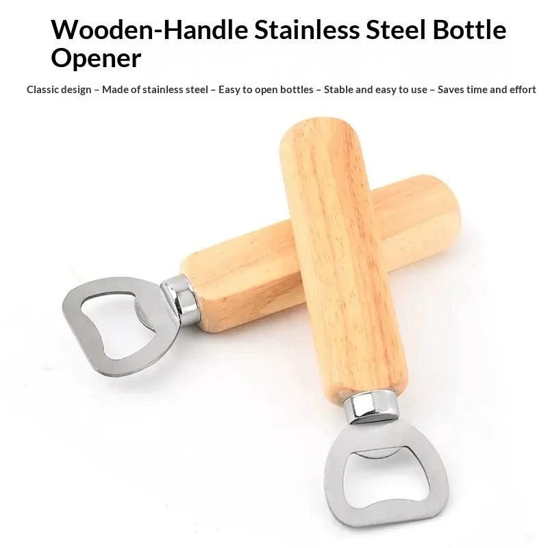 Wood Handle Stainless Steel Bottle Opener – Bar & Party