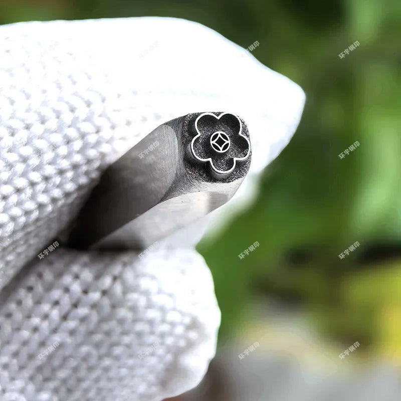 Steel Seal Chisel Tag Set – Money Flower Pattern Stamp Tool
