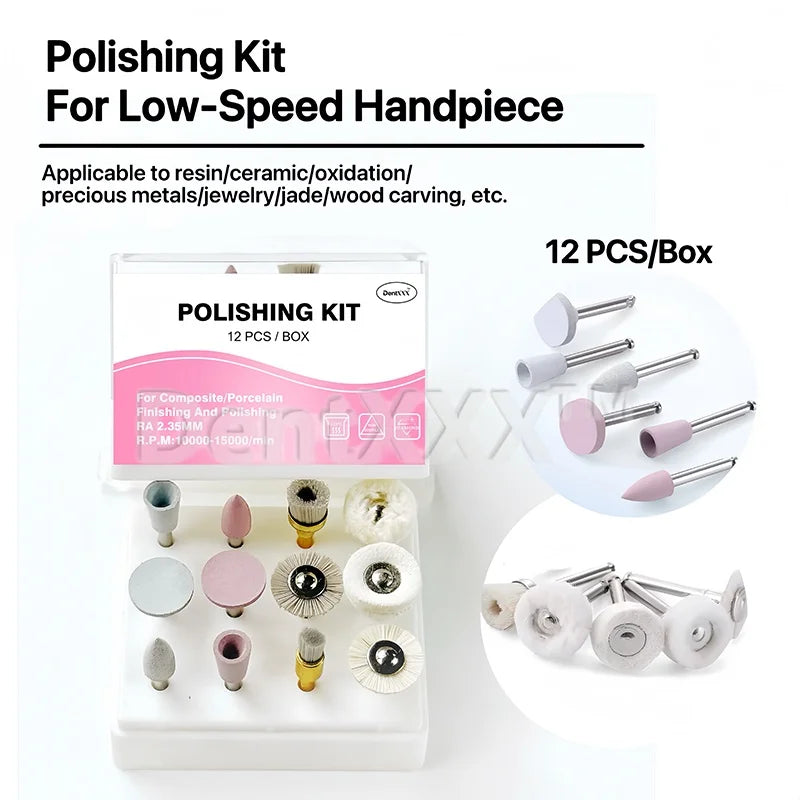 12-Pc Composite Polishing Kit 2.35mm Shank Low-Speed Tools