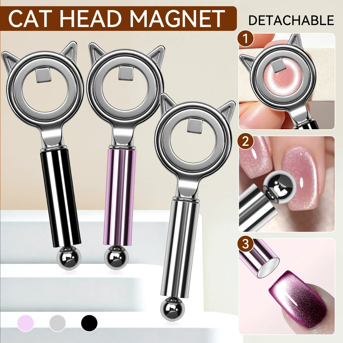 Cat Ear 3-in-1 Halo Ring Nail Magnet for Cat Eye Gel Art