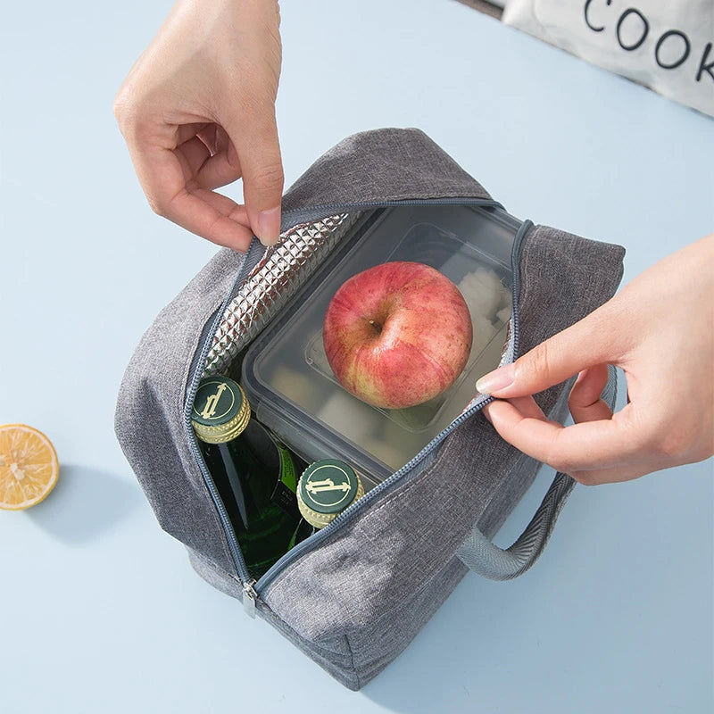 Thermal Insulated Lunch Bag Canvas Tote for Kids & Adults