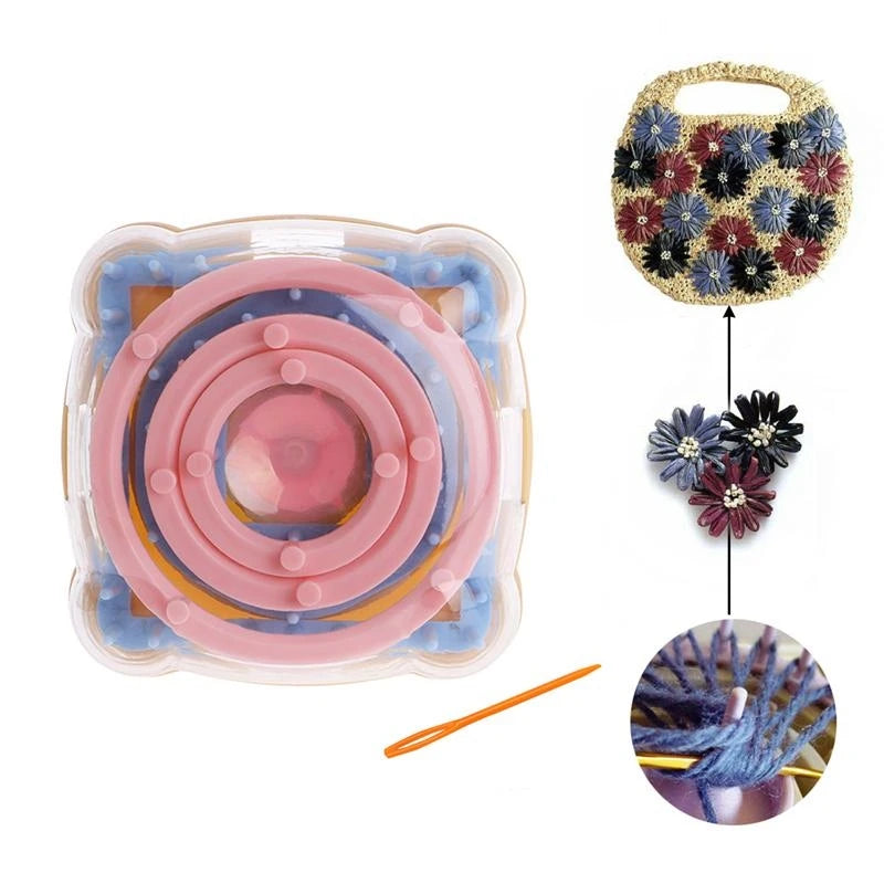 9-Piece Knitting Loom Set – Flower Pattern Maker & Yarn Craft Tool