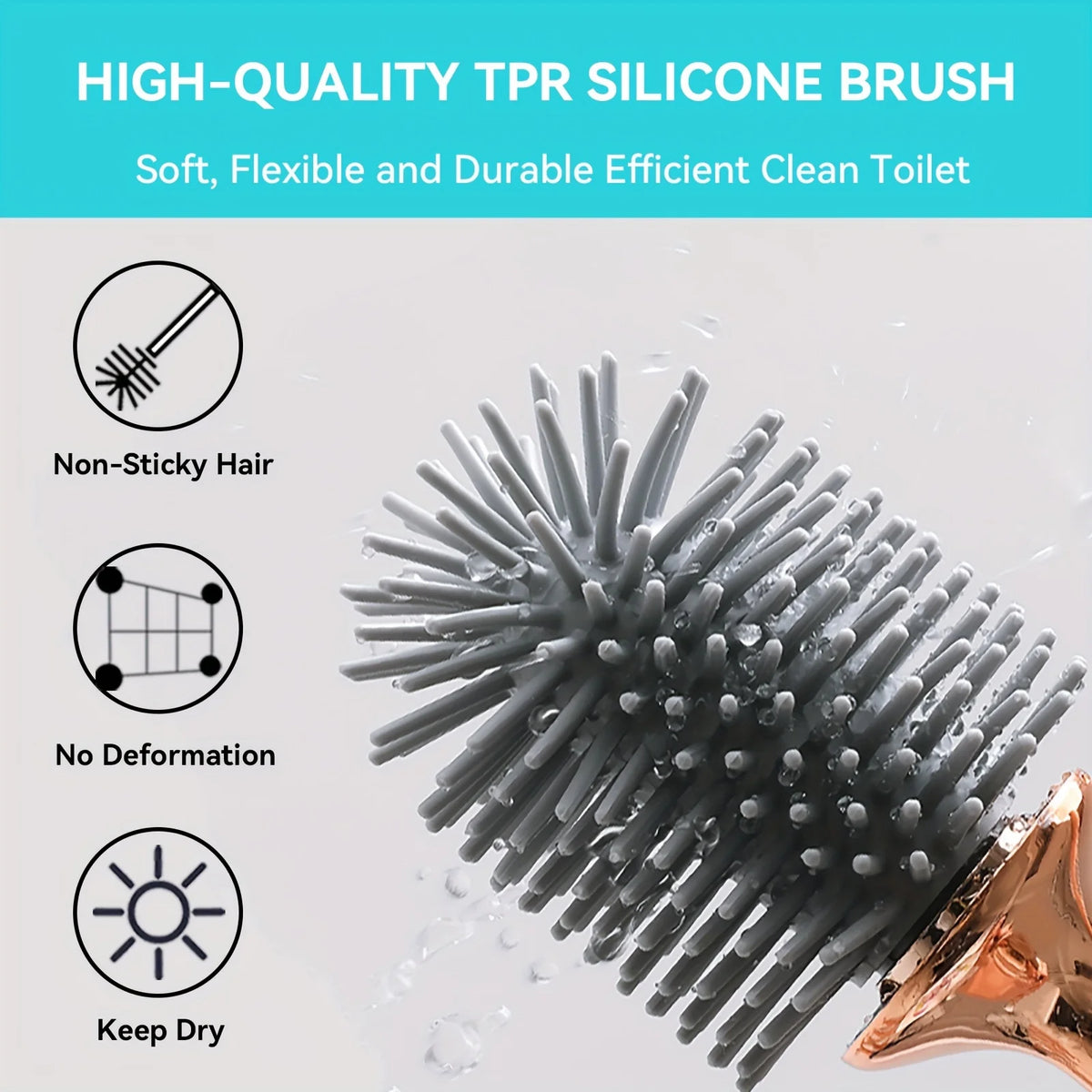 Toilet Brush Set with Holder – Soft Bristle Long Handle