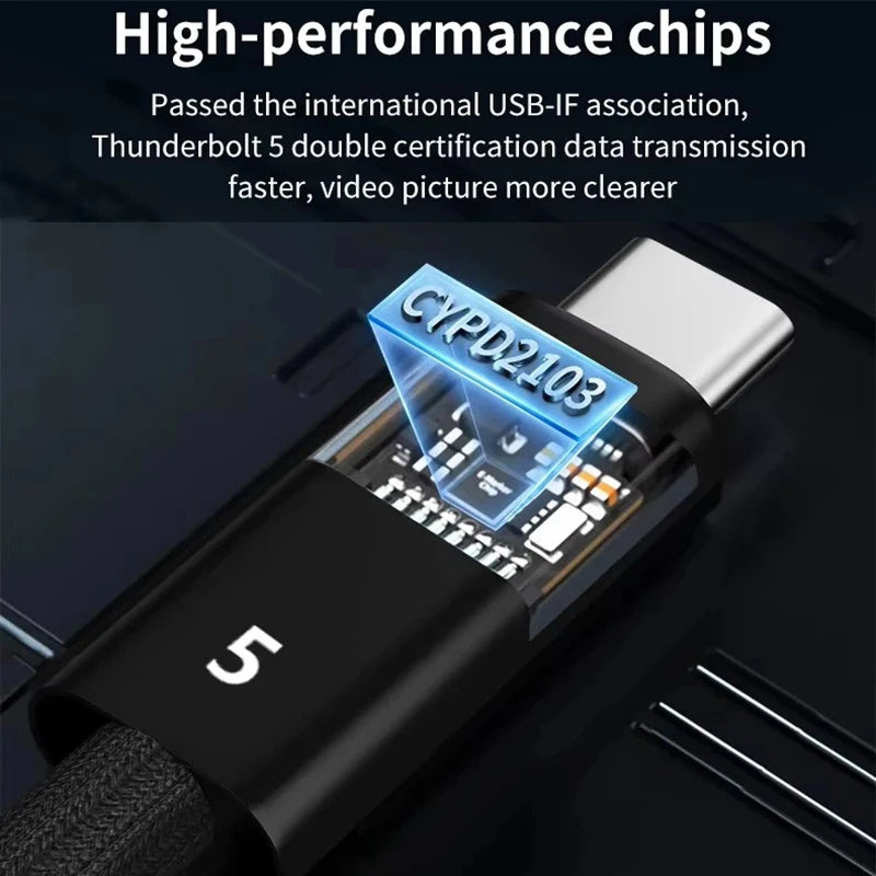 Thunderbolt 5 USB-C Cable 240W PD 80Gbps Fast Charging 16K