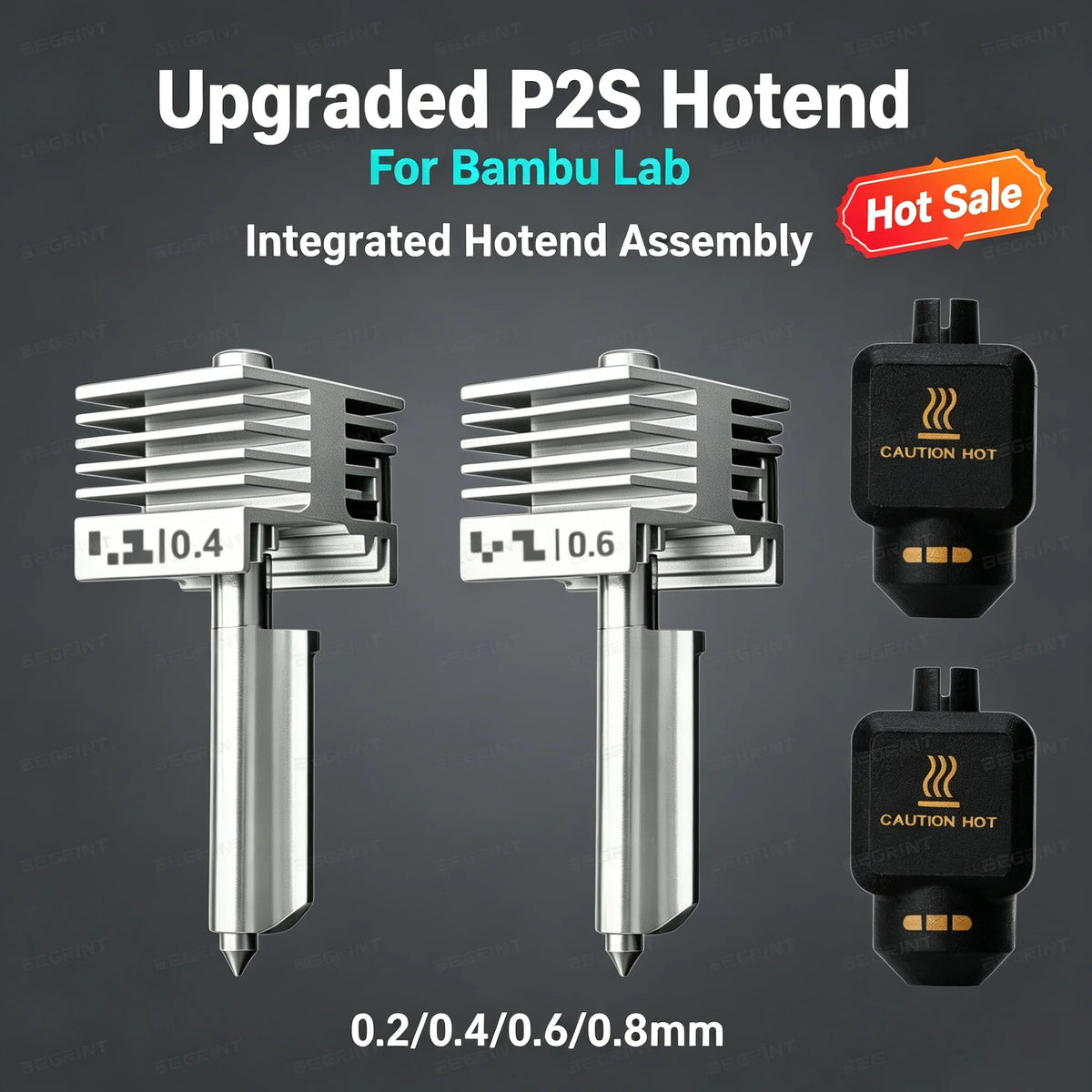 Bambu Lab X2D P2S Integrated Hotend Assembly – Hardened Steel