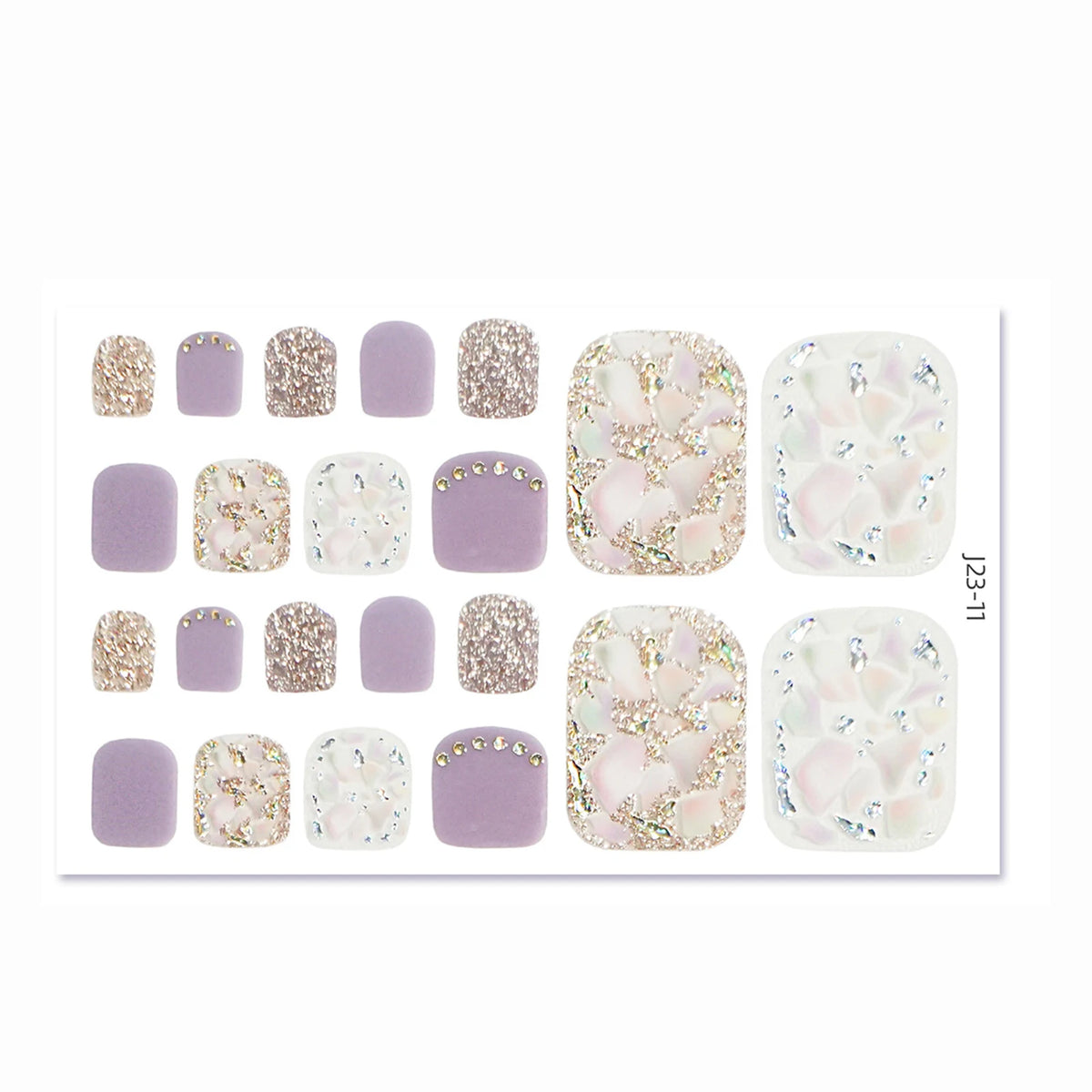 Glitter Toe Nail Stickers – 22-Tip Full Cover DIY Nail Art Decals