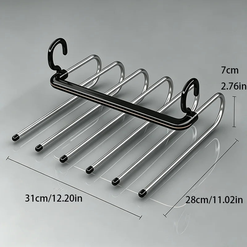 6-in-1 S-Shape Pants Rack – Multi-Layer Closet Space Saver