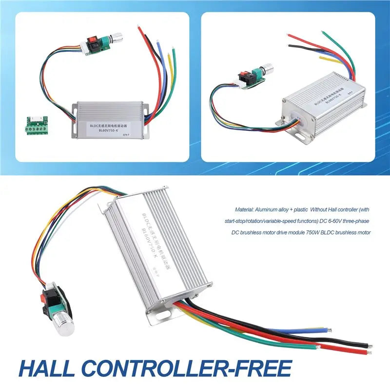 750W BLDC Motor Driver Module DC 6-60V 3-Phase No Hall Sensor