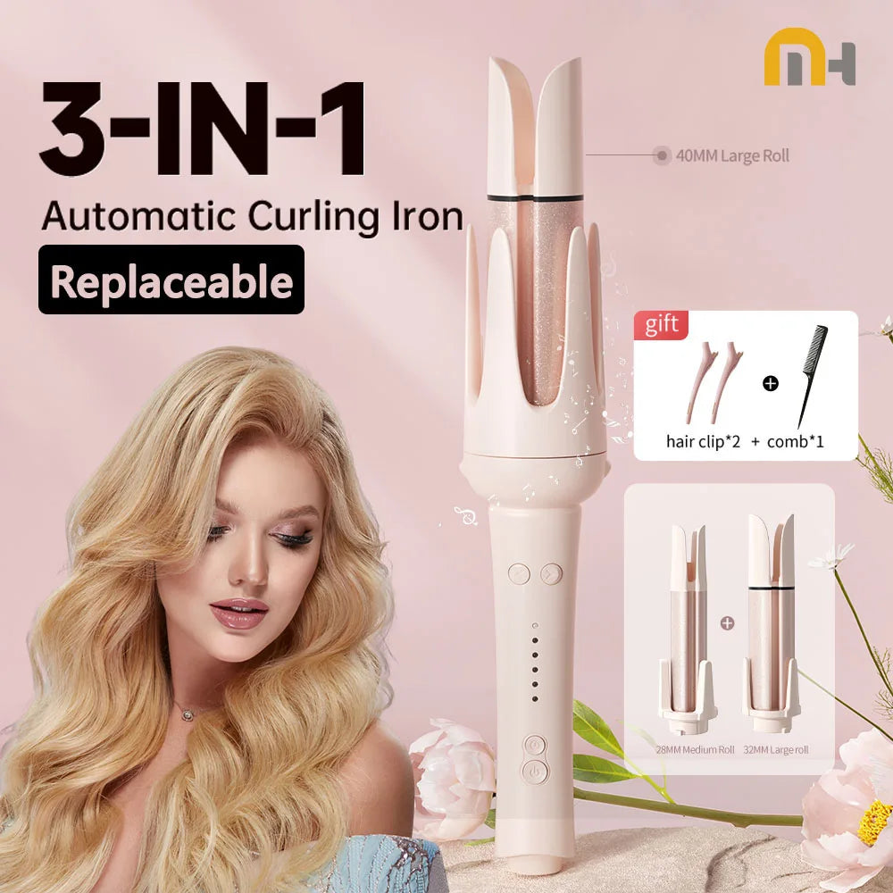 5-in-1 Auto Rotating Ceramic Hair Curler Wand Set