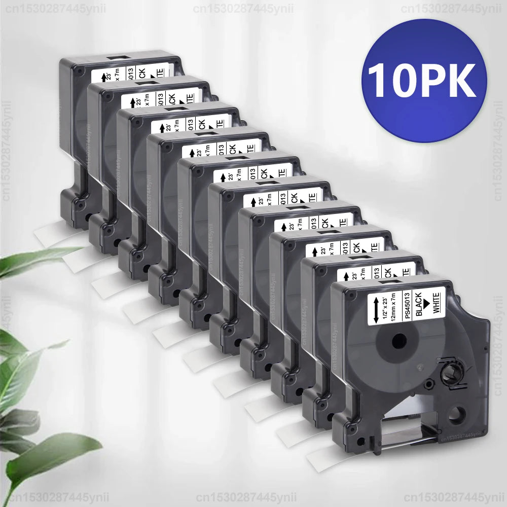Dymo 45013 Compatible 12mm D1 Label Tape – 2PK & 10PK