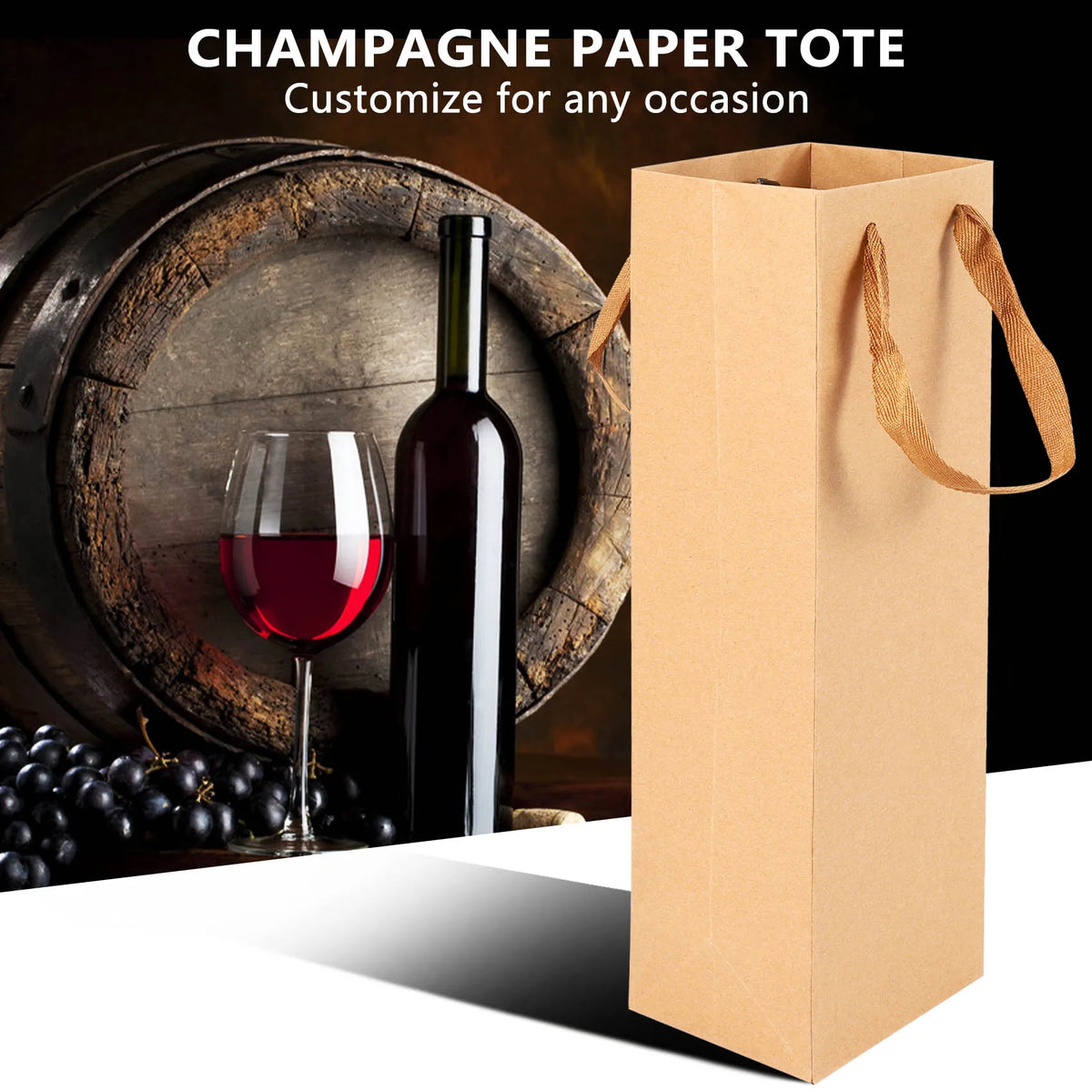 12-Pack Brown Kraft Paper Wine Gift Bags with Rope Handles 4×4×13.8"