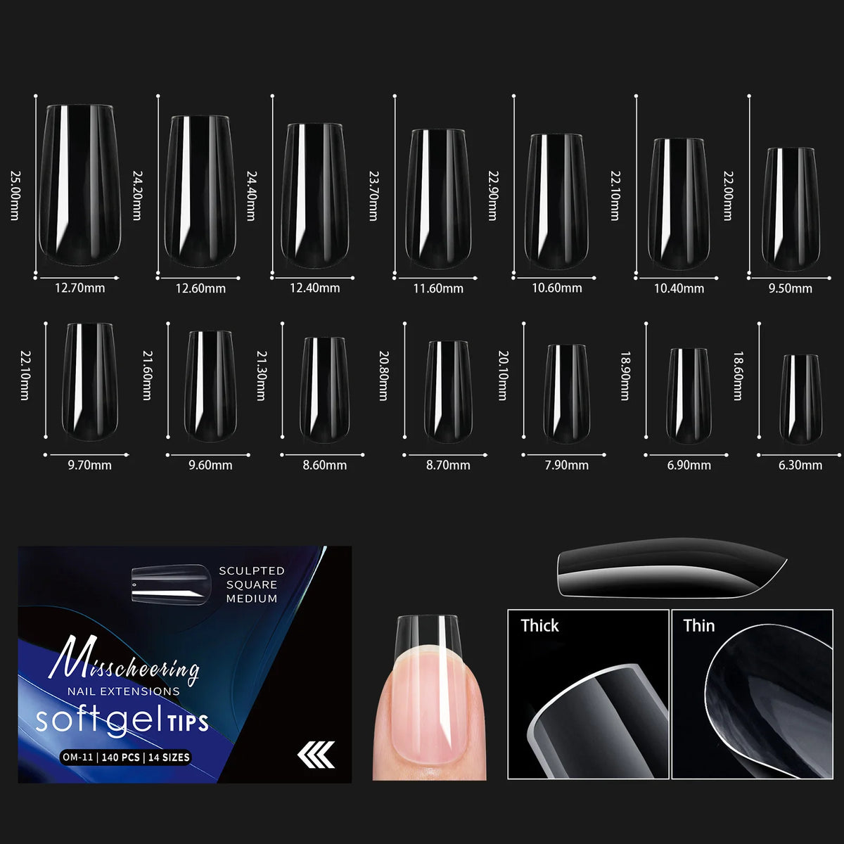 120pcs Clear Soft Gel Nail Tips – 14 Arch Styles Full Cover