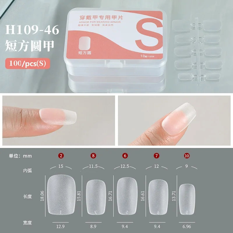 100pcs Full Cover Press On Nail Tips – Clear Ultra-Thin False Nails