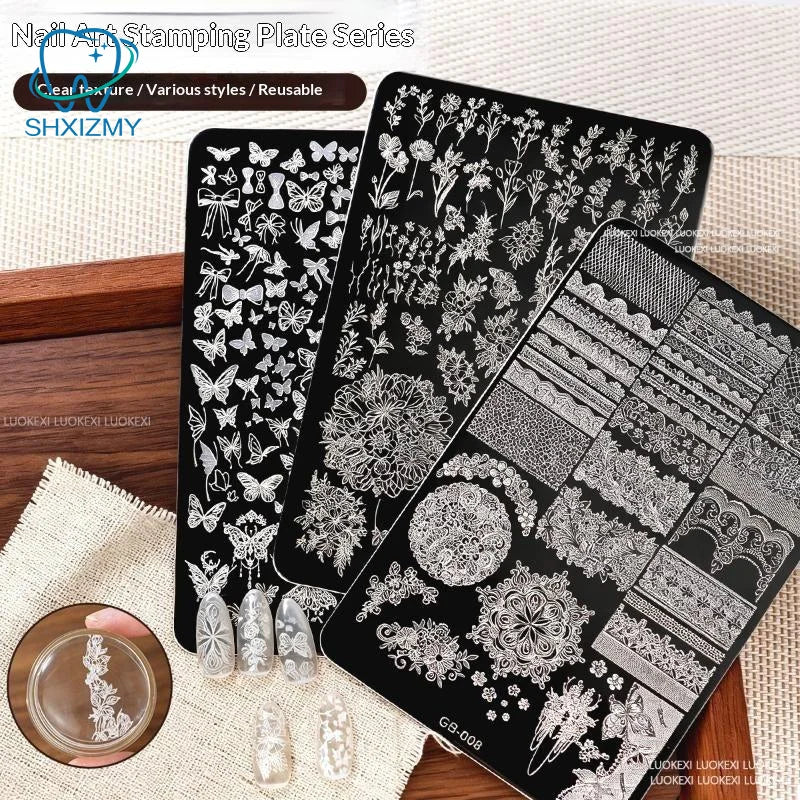 Floral Lace Butterfly Nail Art Stamping Plate – DIY Stencil