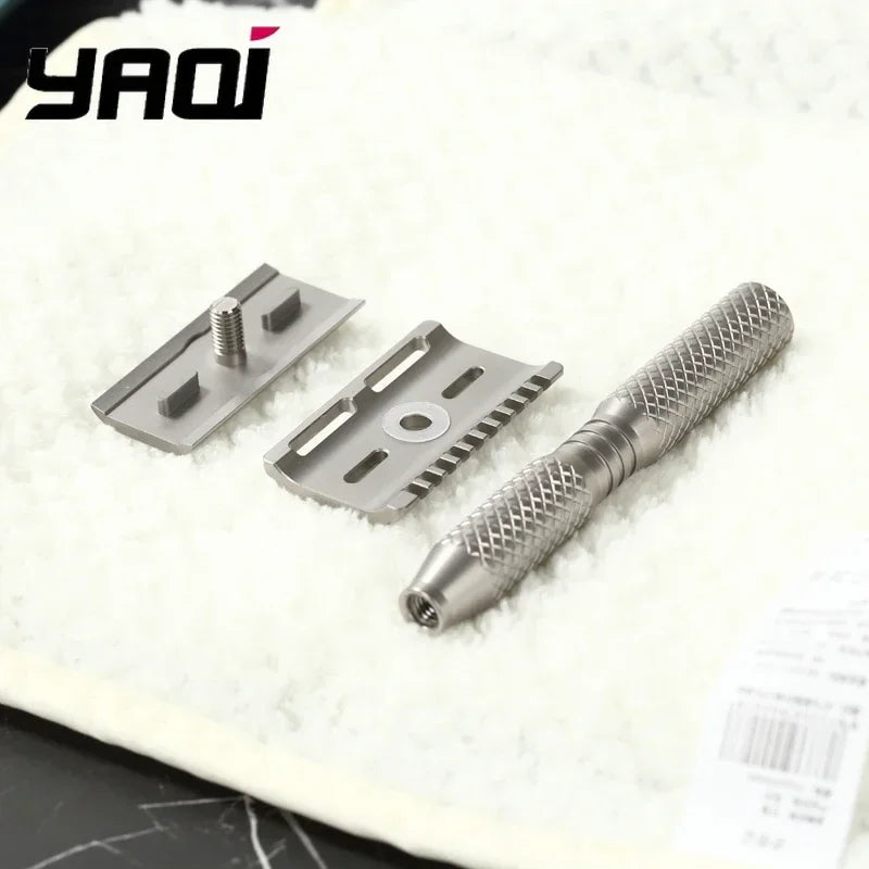 YAQI Ghost 90DC Titanium Safety Razor – Cross Grain Pattern