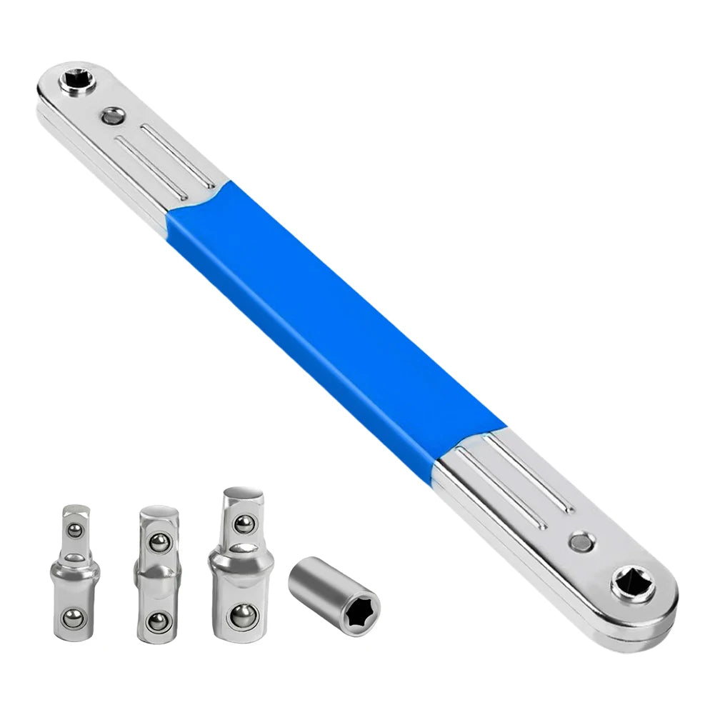 Offset Ratchet Spanner Set with 1/4 3/8 1/2" Square Adapters