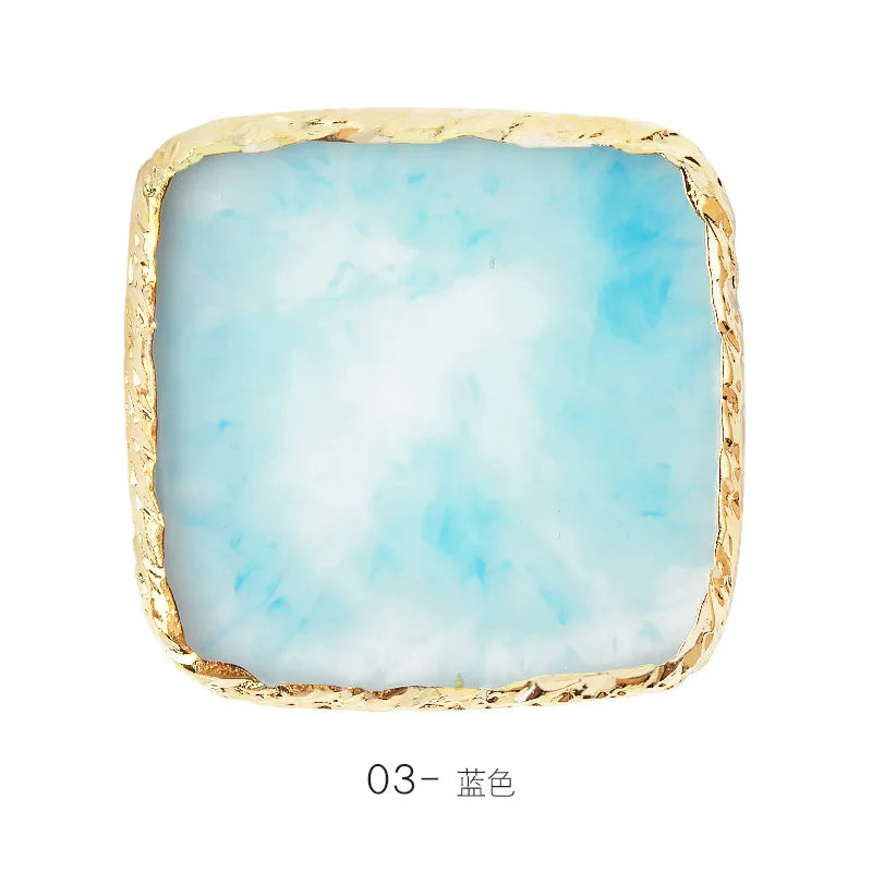 Resin Nail Art Mixing Palette Gold Edge Agate Style Multi Shape