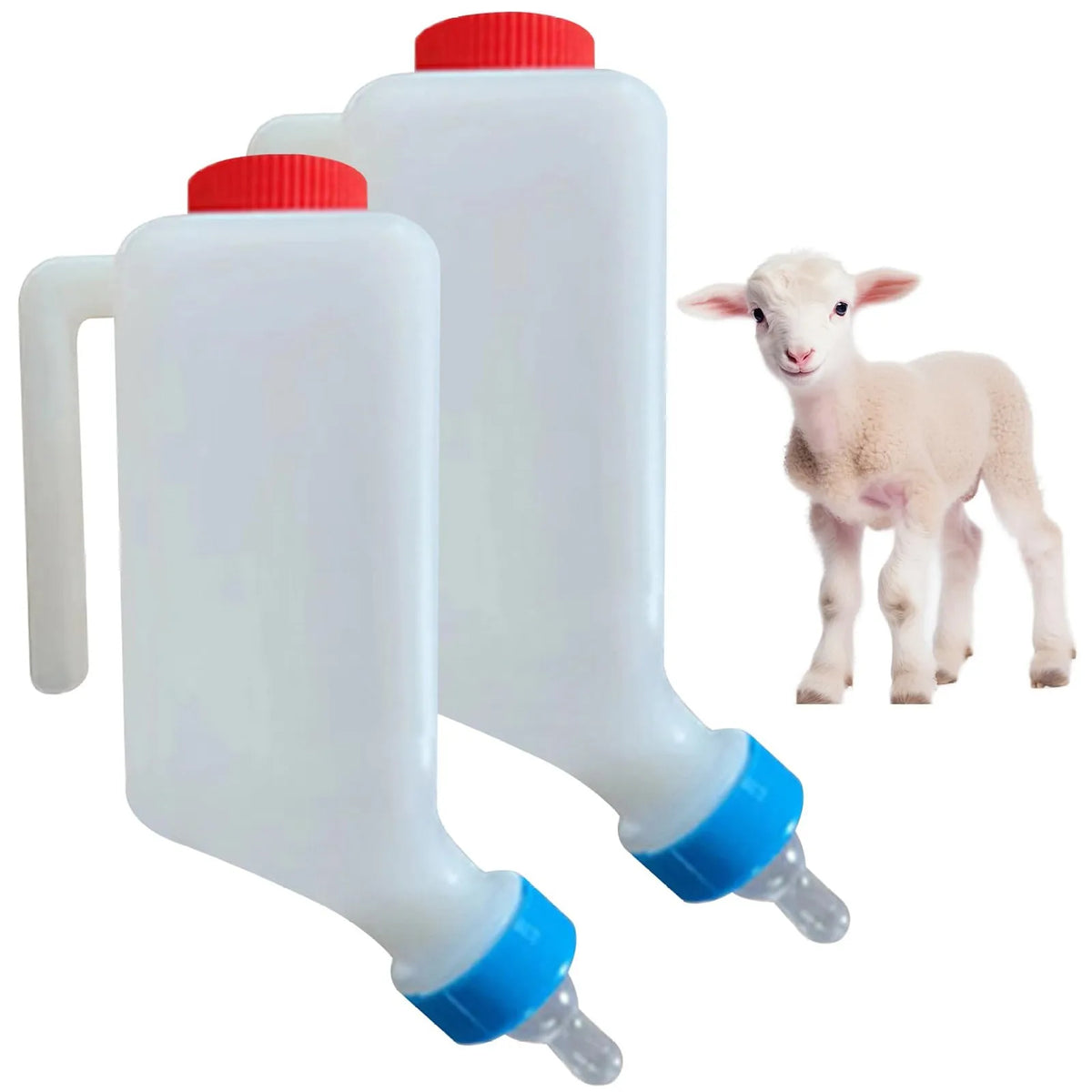 800ml Hanging Lamb Feeding Bottle with Scale & Soft Nipple – 2 Pack
