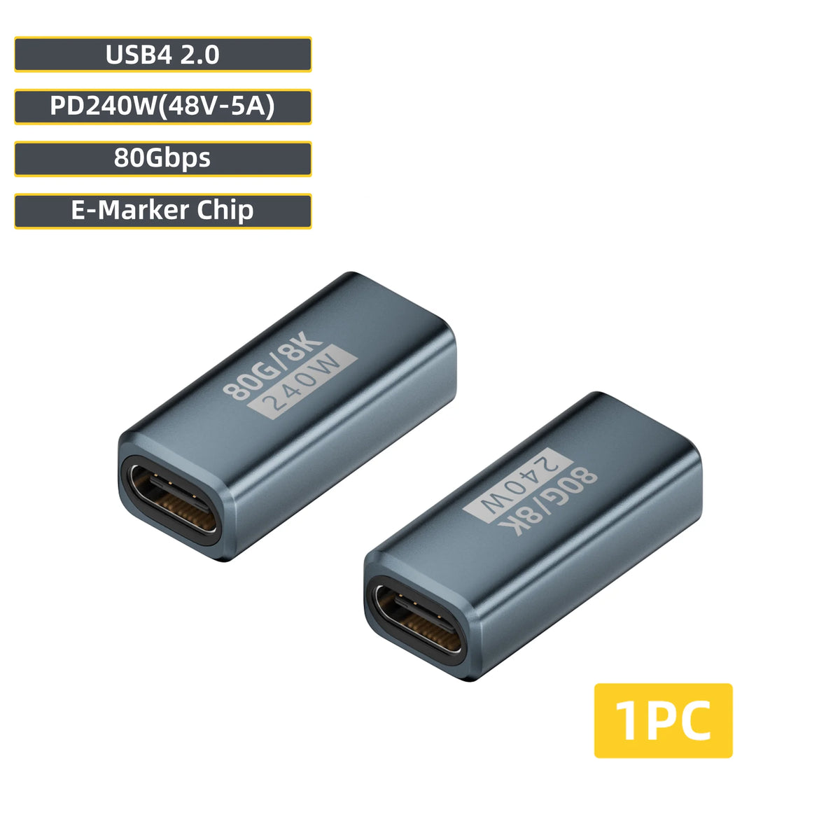 USB4 2.0 USB-C Adapter 240W 80Gbps 8K@60Hz for MacBook