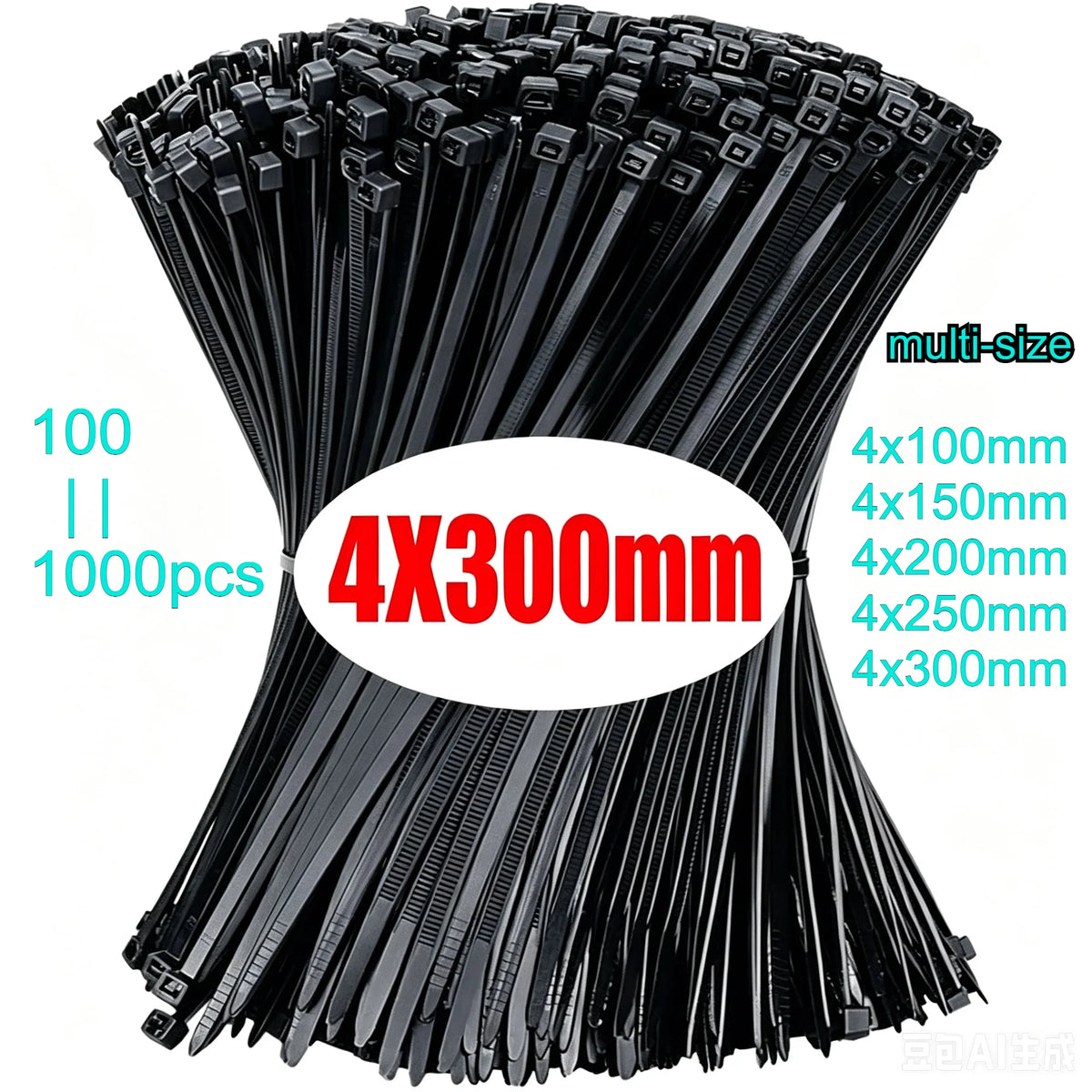 Nylon Zip Ties Self-Locking Cable Ties 100–1000 Pcs