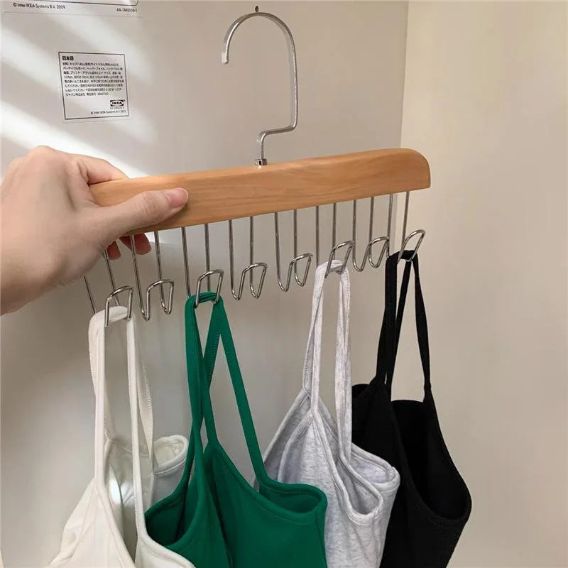 Wooden 360° Multi-Hook Hanger – Wardrobe Closet Organizer